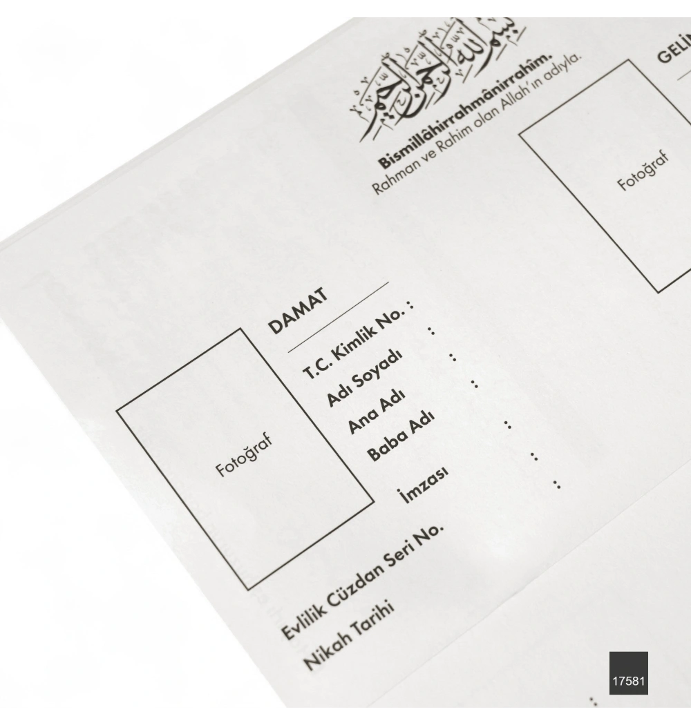 FN 12x21,5 Tel Dikiş Dini Nikah Akdi Aile Cüzdanı Defteri
