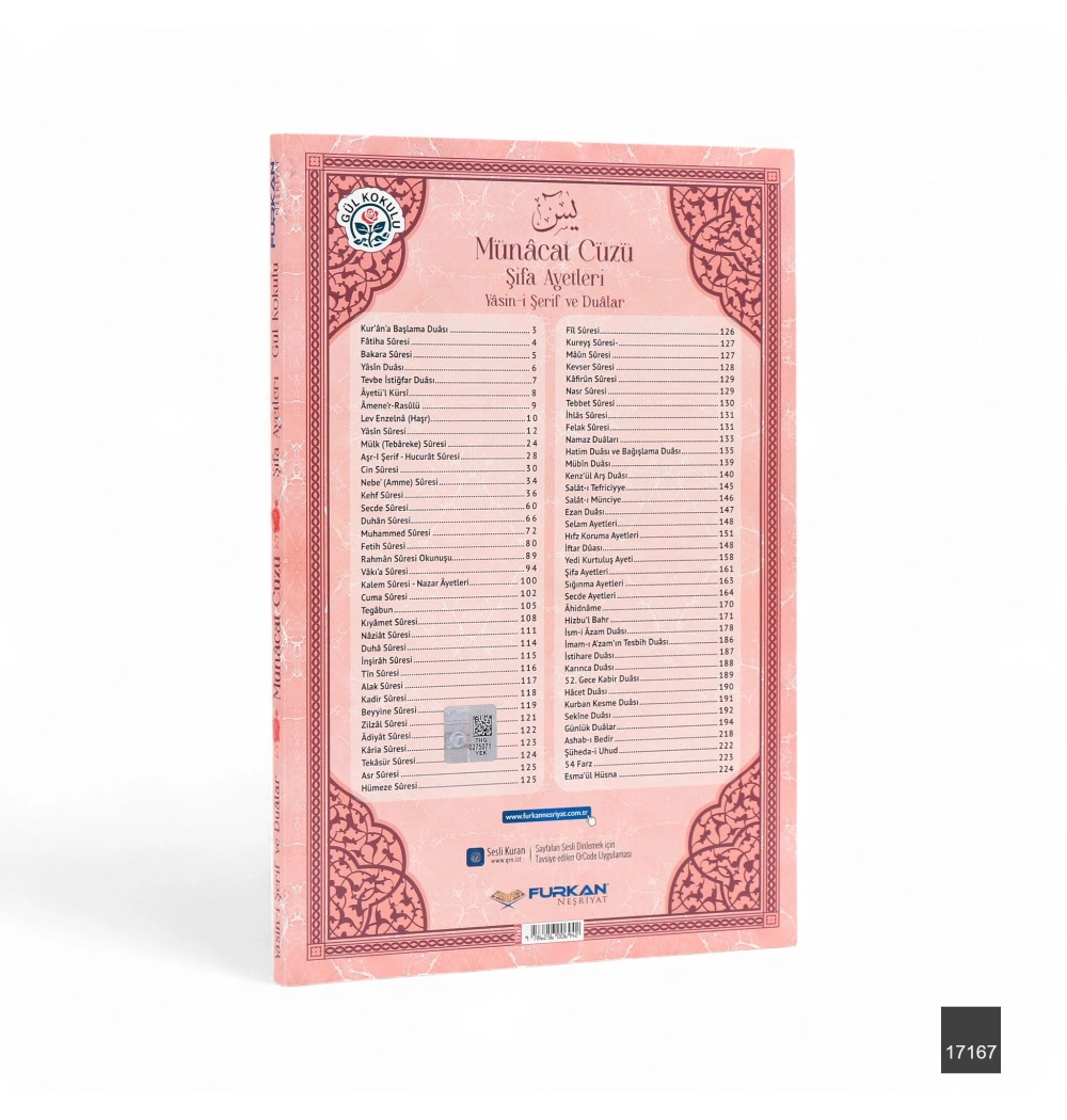 FN Orta Boy 224 Sayfa Münacat Cüzü Karton Kapak Yasin -  Pembe