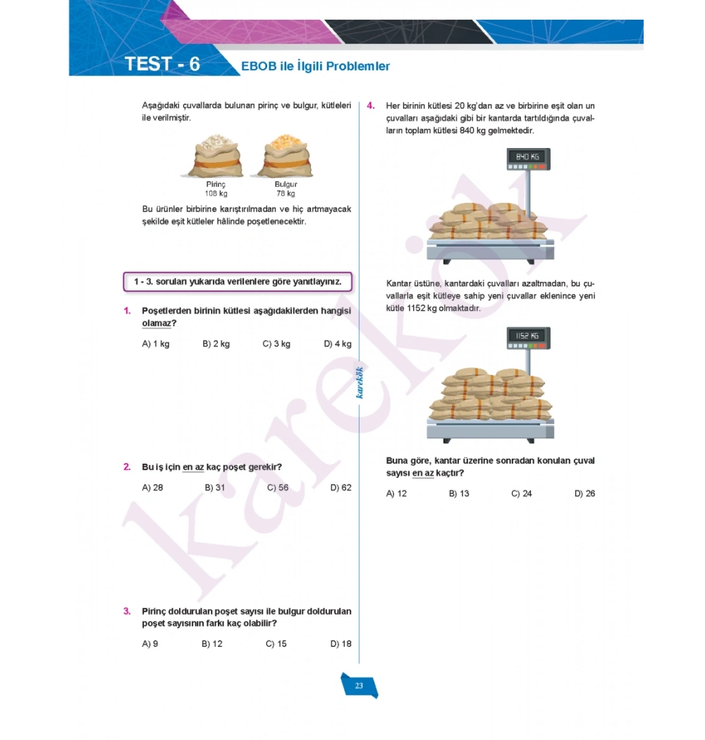 Karekök 8.Sınıf Lgs Matematik Soru Bankası 376 SAYFA