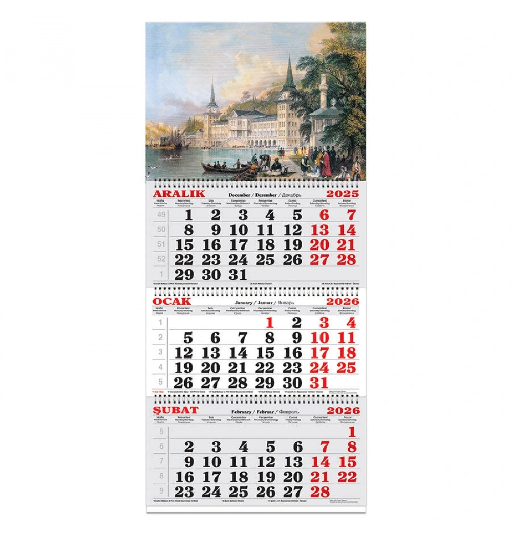 KESKİN 2026- 3 AYLIK SPİRALLİ JUMBO DENİZCİ TAKVİM-GRAVÜR