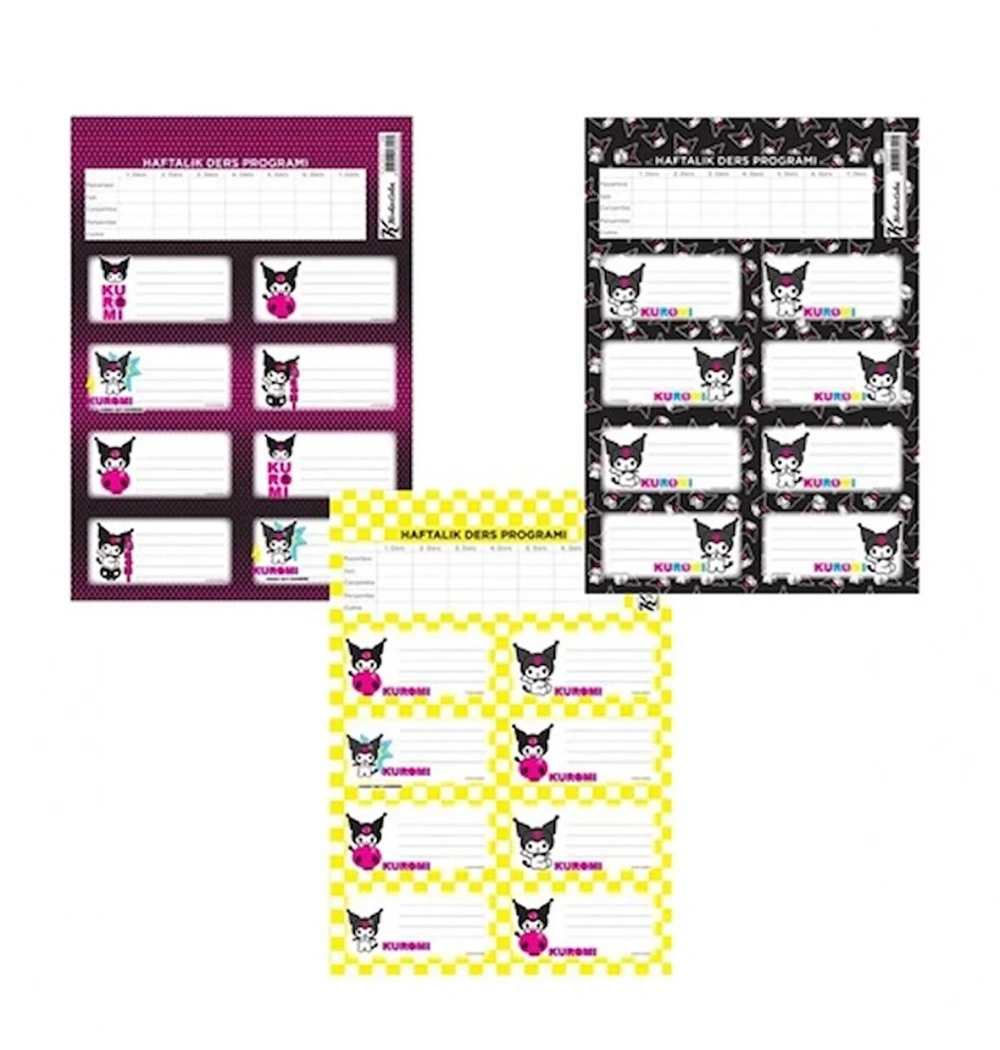 Keskin Color Kuromi Ders Programlı 3Lü Etiket 220130-12