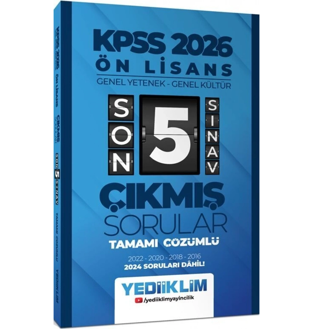 Kpss 2026 Önlisans Gy Gk 2016-2024 Çıkmış Sorular Yediiklim