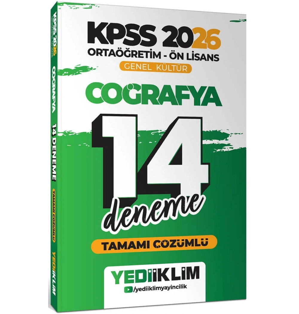 Kpss 2026 Ortaöğretim Önlisans Gk Coğrafya 14 Çözümlü Deneme Yediiklim