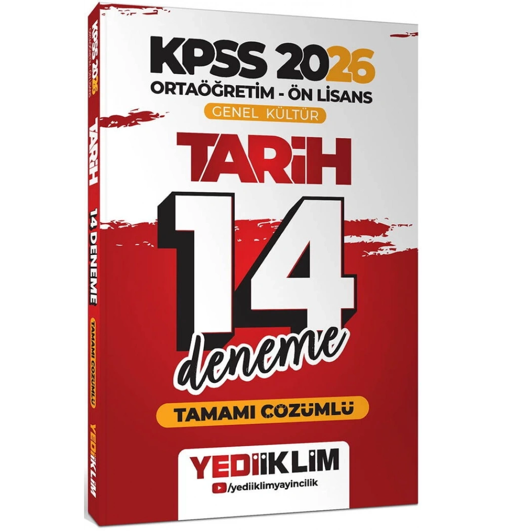Kpss 2026 Ortaöğretim Önlisans gk Tarih 14 Çözümlü Deneme Yediiklim