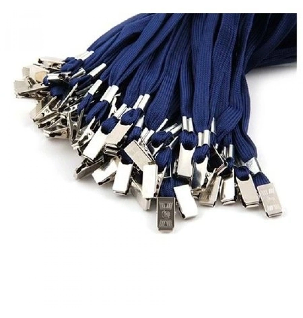 Metal Klipsli Kart Askı İpi Mavi