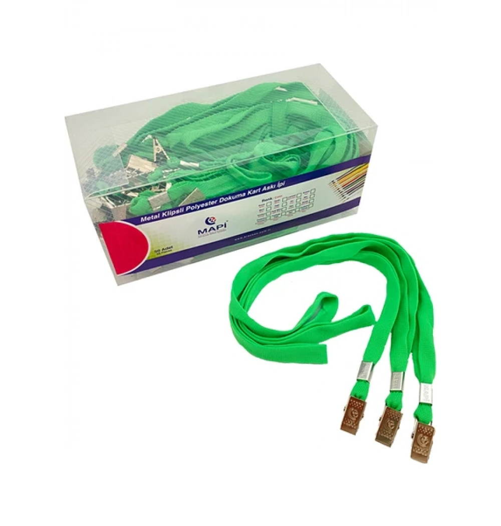 Metal Klipsli Kart Askı İpi Yeşil