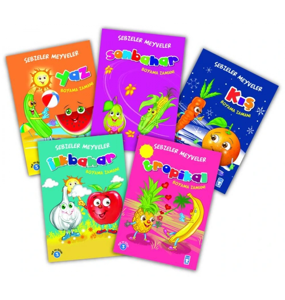 MEVSİMLERE GÖRE SEBZELER MEYVELER 5 KİTAP BOYAMA 3-4 YAŞ TİMAŞ