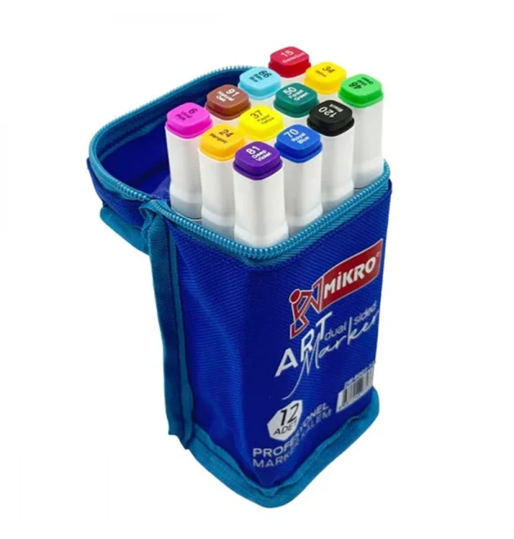 Mikro 12lü Çift Taraflı Marker Kalem Zw-8001-12S