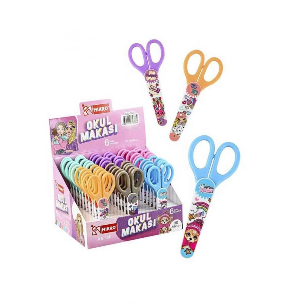 MİKRO KS-160 BÜYÜK KAPLI OKUL MAKASI KIZ