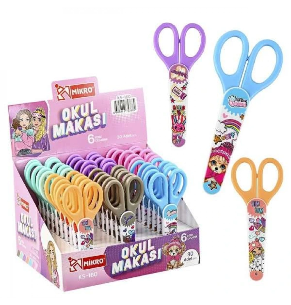 MİKRO KS-160 BÜYÜK KAPLI OKUL MAKASI KIZ