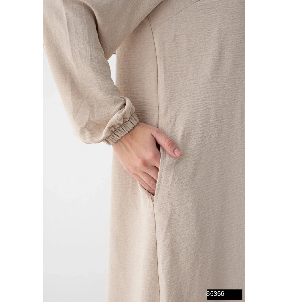 Modamiss Aerobin Kumaş Bayan Hac ve Umre Elbisesi (2 Parça) - Bej