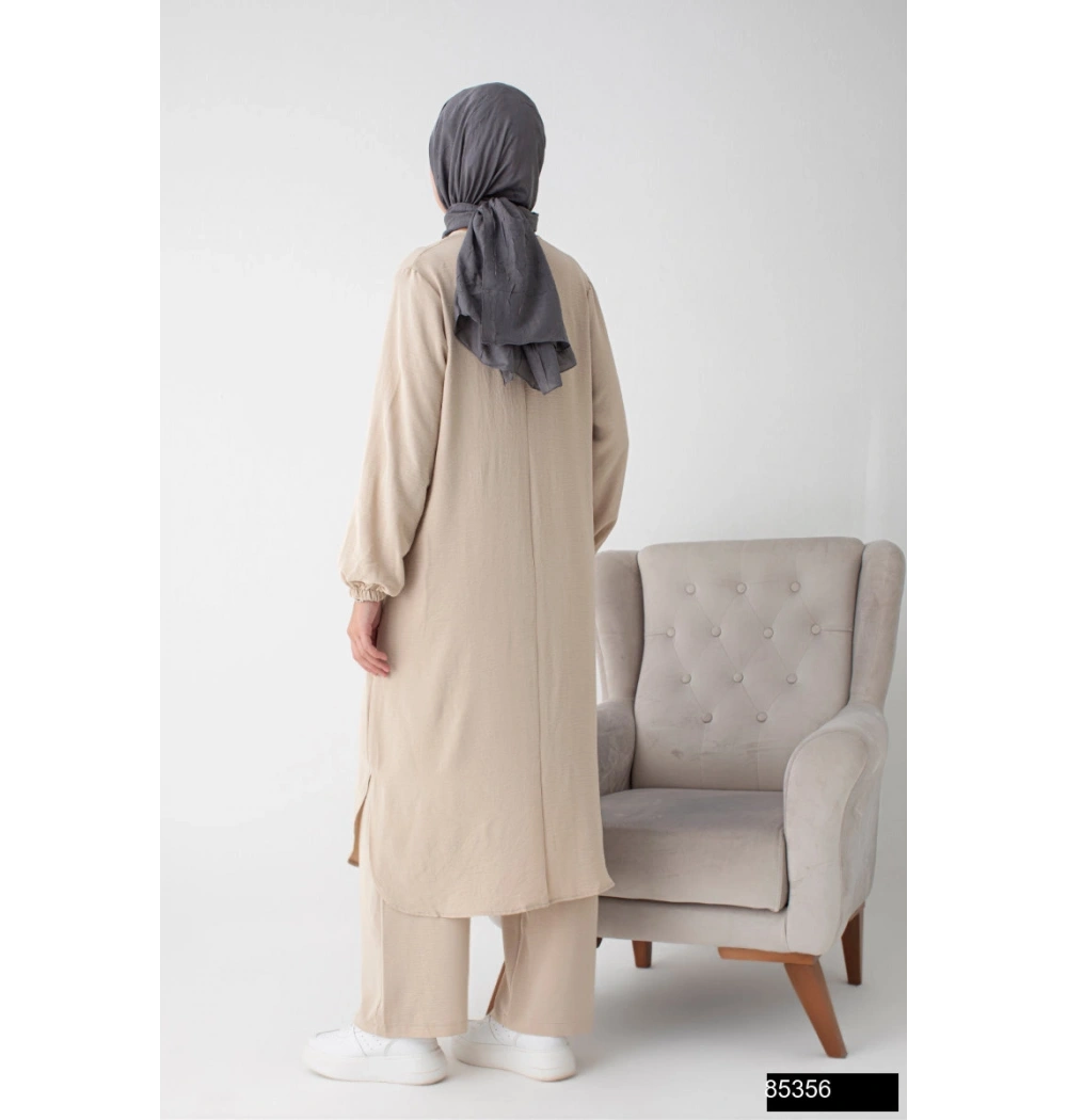 Modamiss Aerobin Kumaş Bayan Hac ve Umre Elbisesi (2 Parça) - Bej