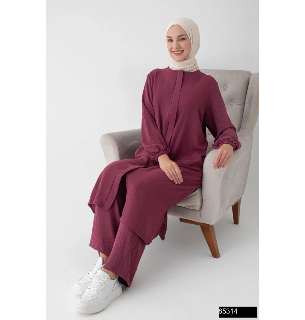 Modamiss Aerobin Kumaş Bayan Hac ve Umre Elbisesi (2 Parça) - Gül Kurusu