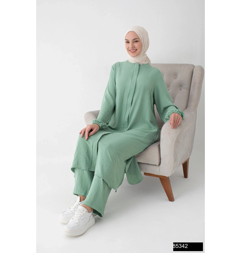 Modamiss Aerobin Kumaş Bayan Hac ve Umre Elbisesi (2 Parça) - Mint Yeşili
