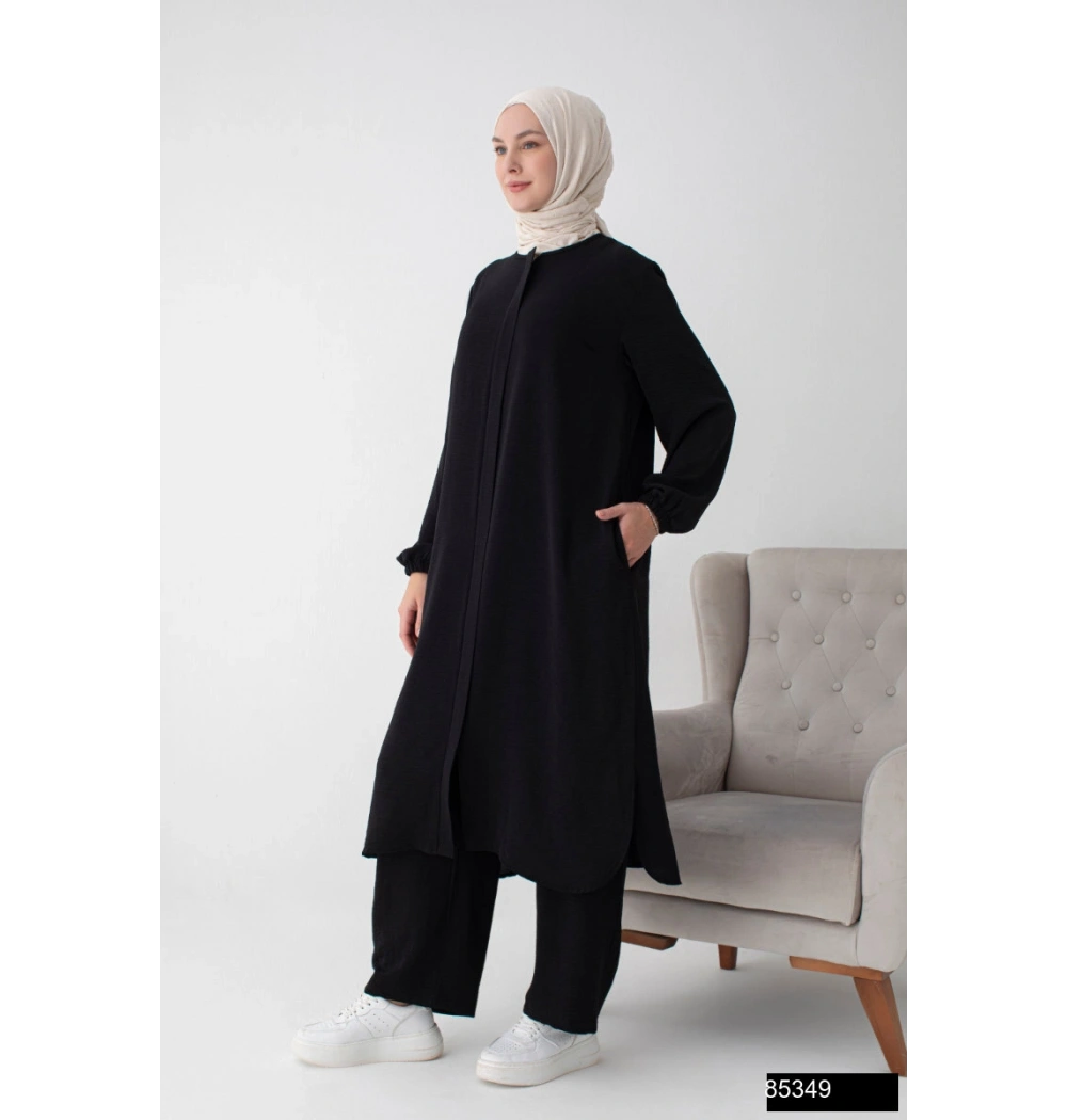 Modamiss Aerobin Kumaş Bayan Hac ve Umre Elbisesi (2 Parça) - Siyah