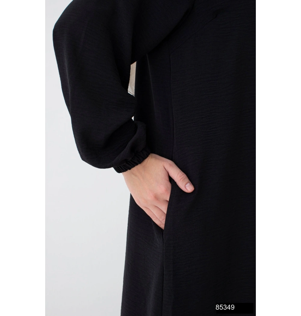 Modamiss Aerobin Kumaş Bayan Hac ve Umre Elbisesi (2 Parça) - Siyah