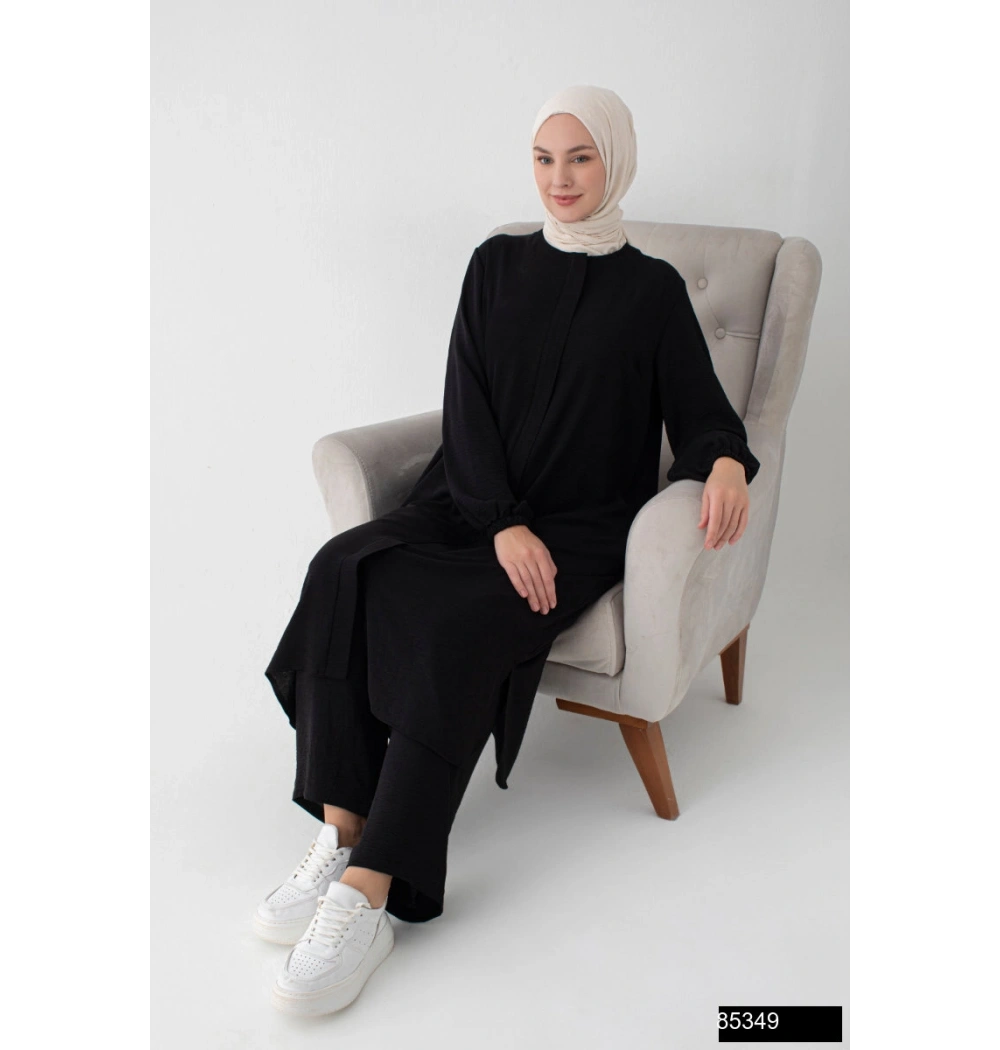 Modamiss Aerobin Kumaş Bayan Hac ve Umre Elbisesi (2 Parça) - Siyah