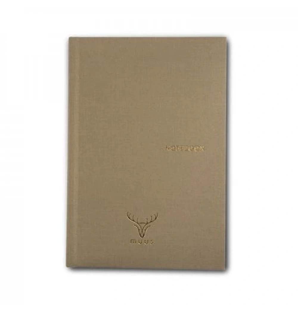 Muus Fabric Covered Beige 192 Sayfa Çizgili Sert Kapak Notebook Bej