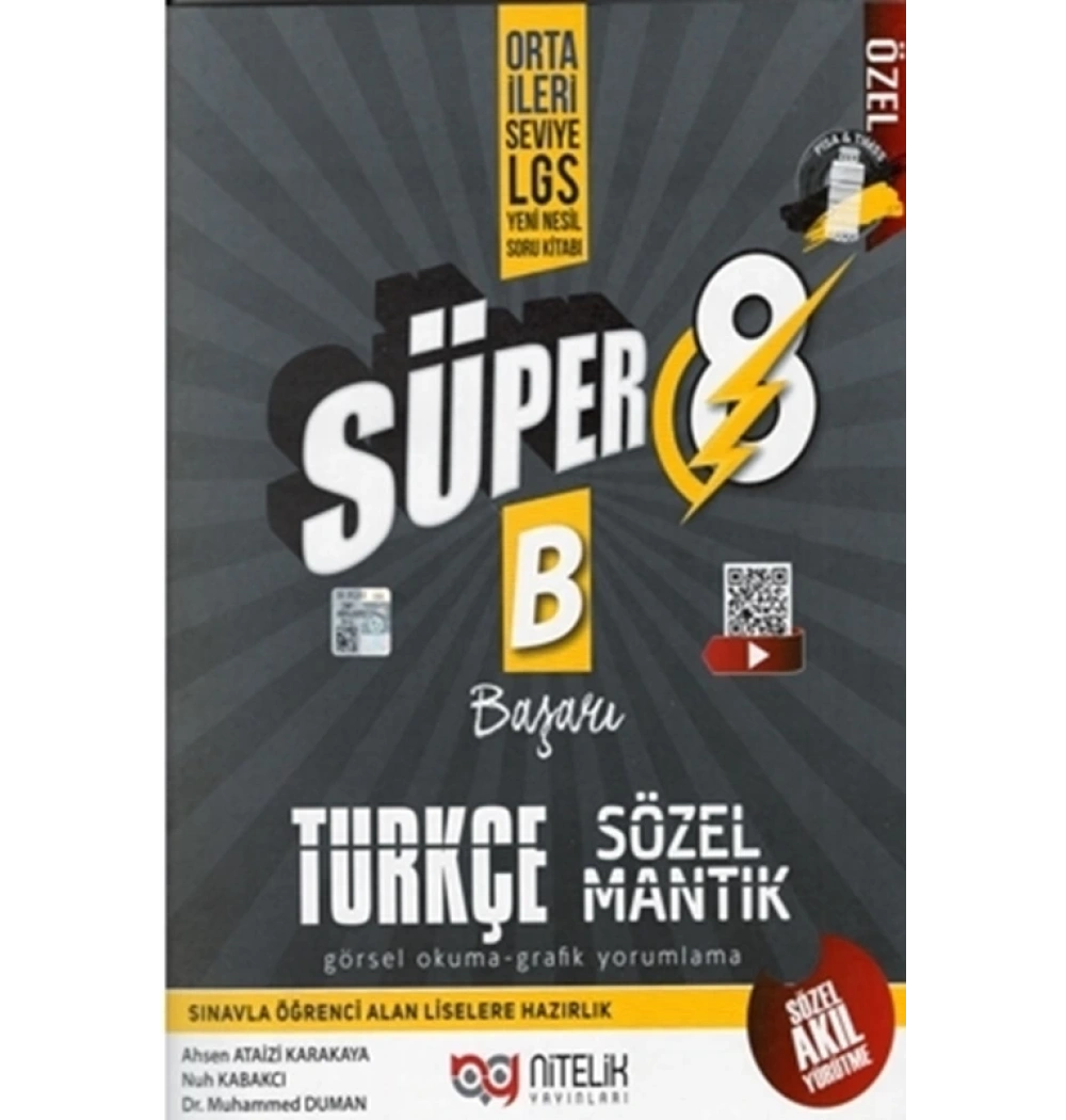 Nitelik 8.Sınıf Süper Türkçe Sözel Mantık Görsel Okuma Grafik Soru Kitabı