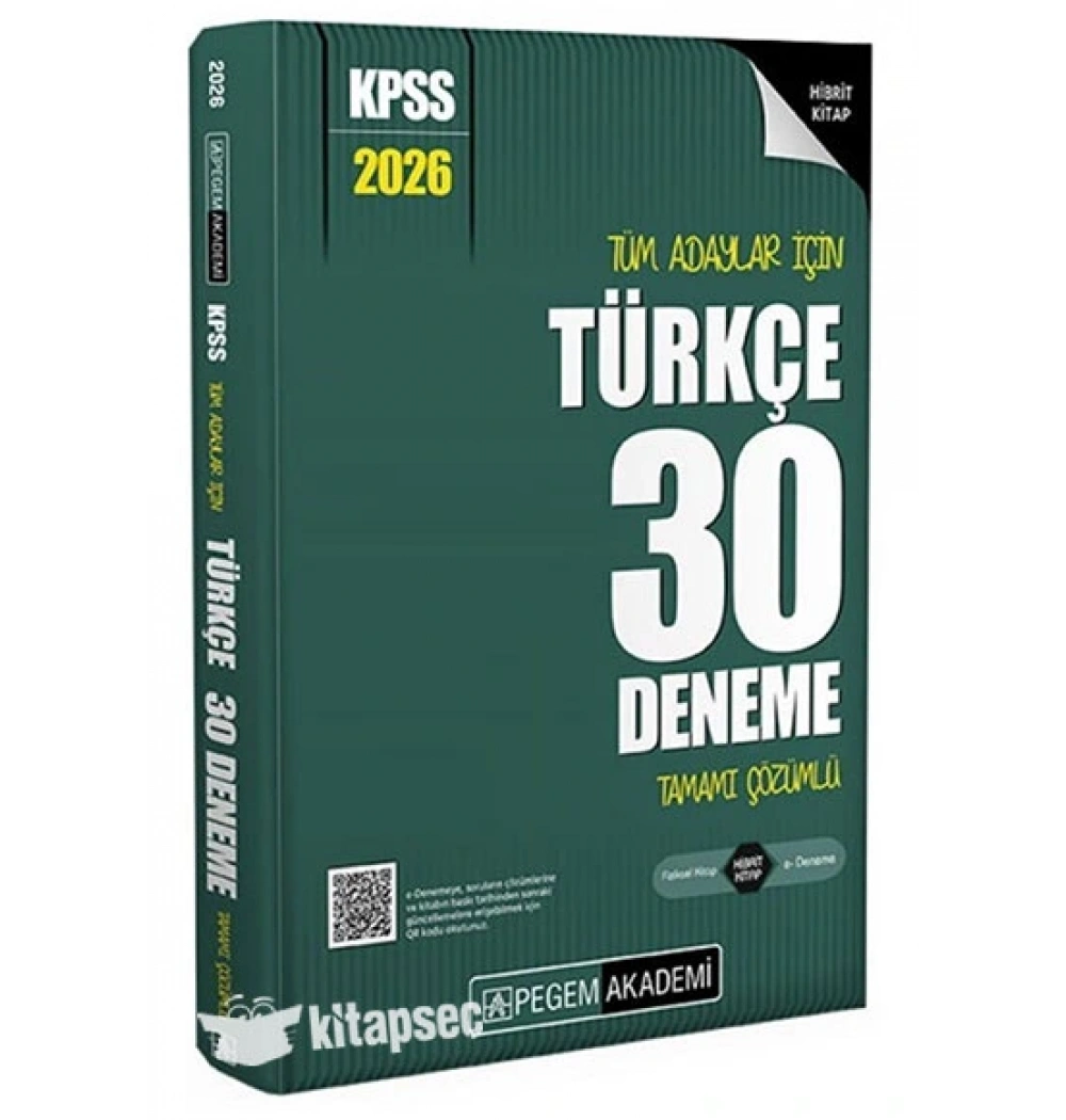 Pegem 2026 Kpss Tüm Adaylar Türkçe 30 Çözümlü Deneme