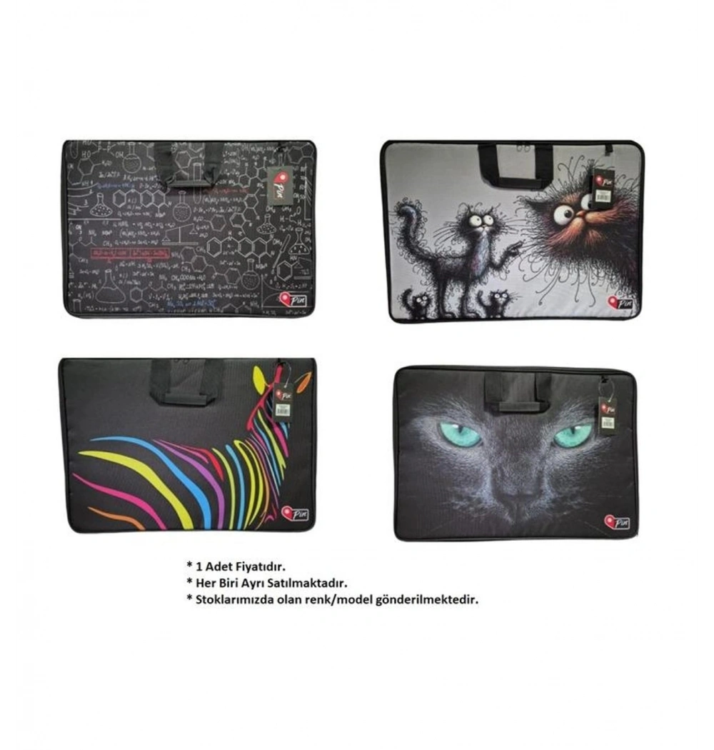 Pin Proje Çantası 39x55 Desenli Öz Kara