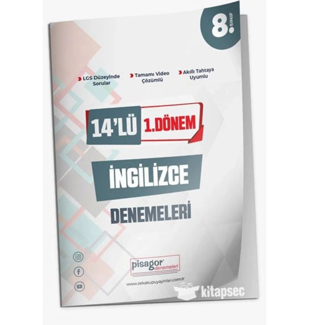 Pisagor 8.Sınıf İngilizce 14 Lü Denemeleri 1.Dönem