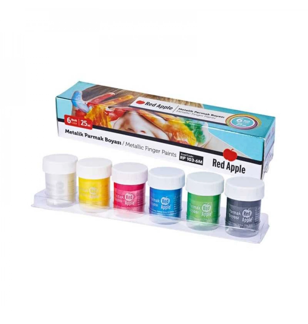 Red Apple Parmak Boya Metalik 25 Mm 6 Renk Rp103-6M