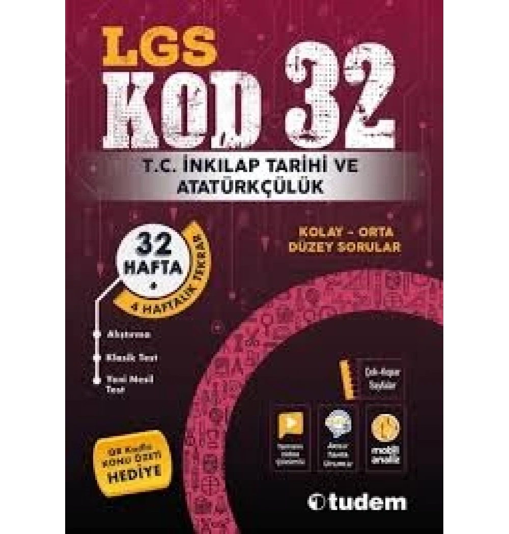 TUDEM LGS İNKİLAP TARİHİ KOD 32 KOLAY ORTA DÜZEY SORULAR