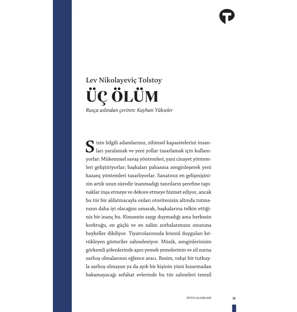 Üç Ölüm Tolstoy Turkuvaz