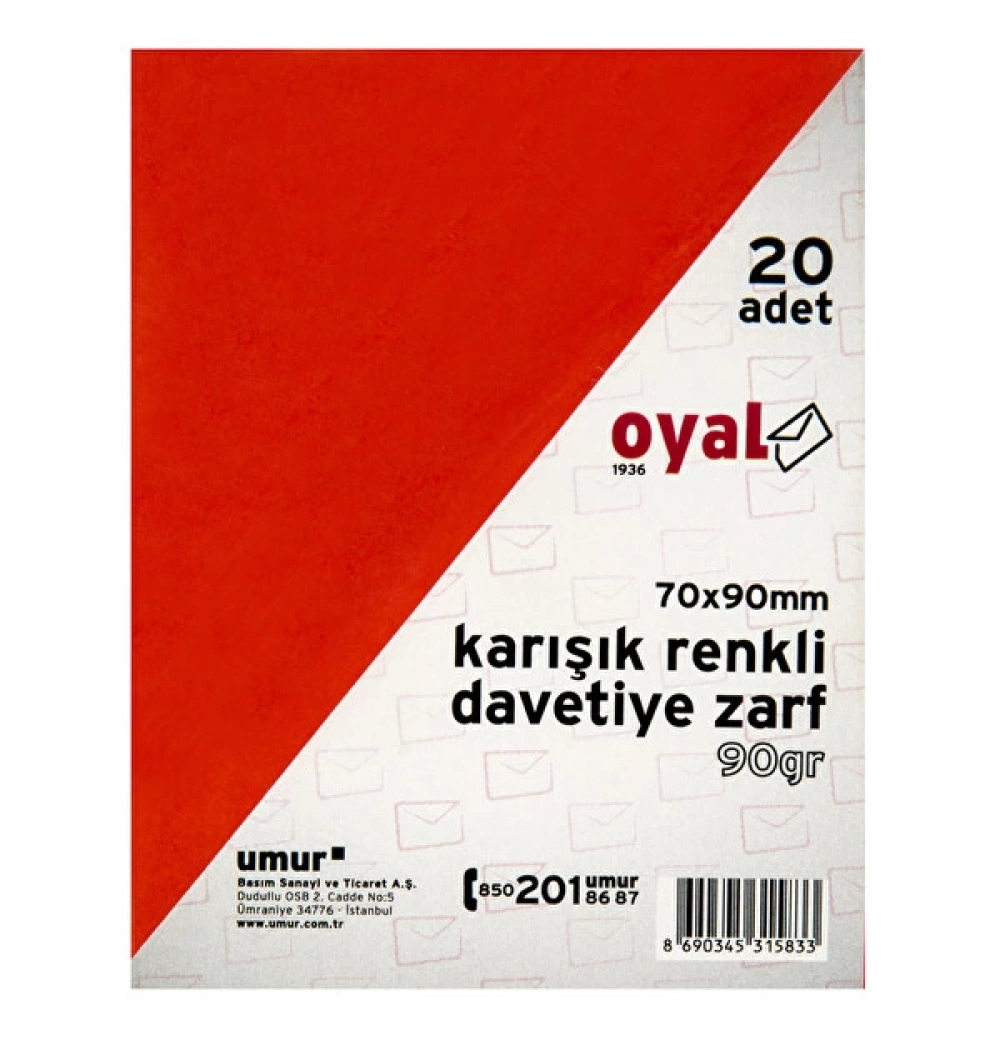 Umur Oyal Renkli Zarf 70*90 Mm