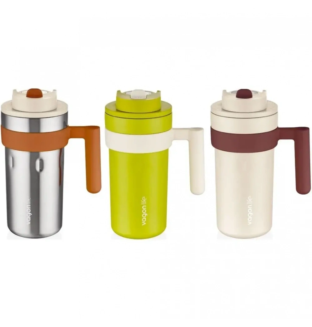 Vagon Life 600 ml Paslanmaz Çelik Termos Cp10559 Krem+Kahve