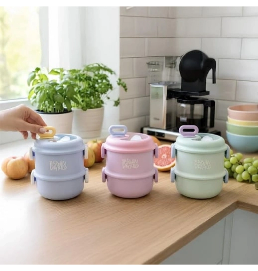 Vagon Life 860 ml İki Katlı Beslenme Kutusu Vgn-12168 Pembe