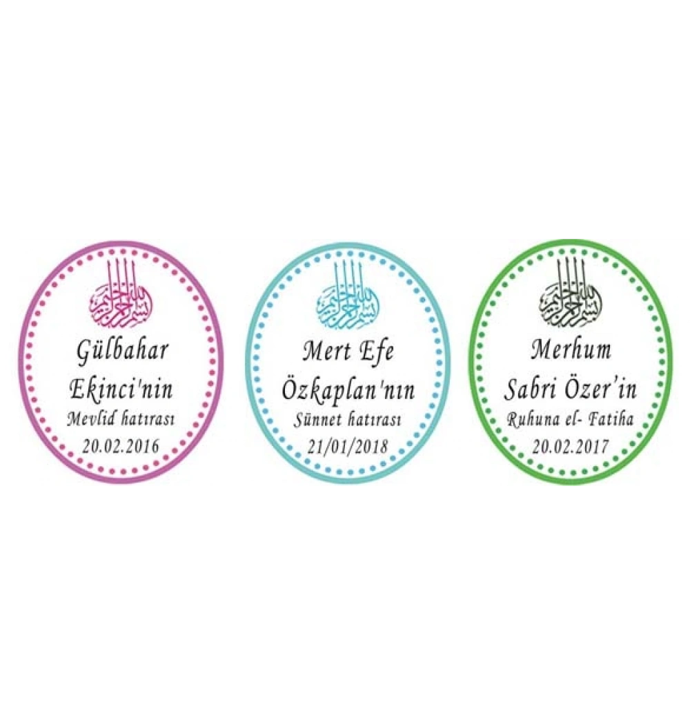 Yasin Oval Sticker 7*5 cm Tabaka 30 Adetlik