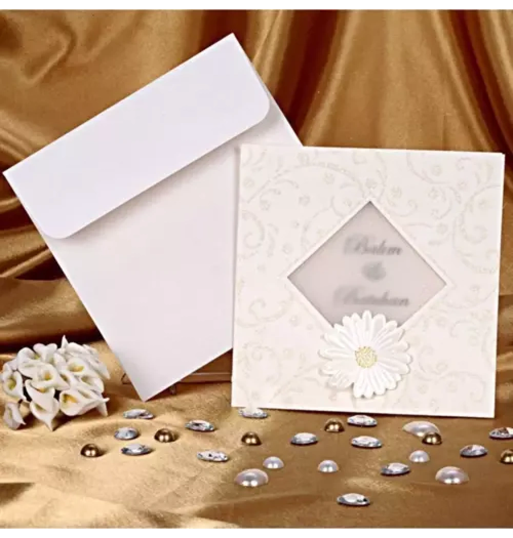 YENER DAVETİYE 162X229 MM 180 GRAM PRESTİJ BEYAZ LALE