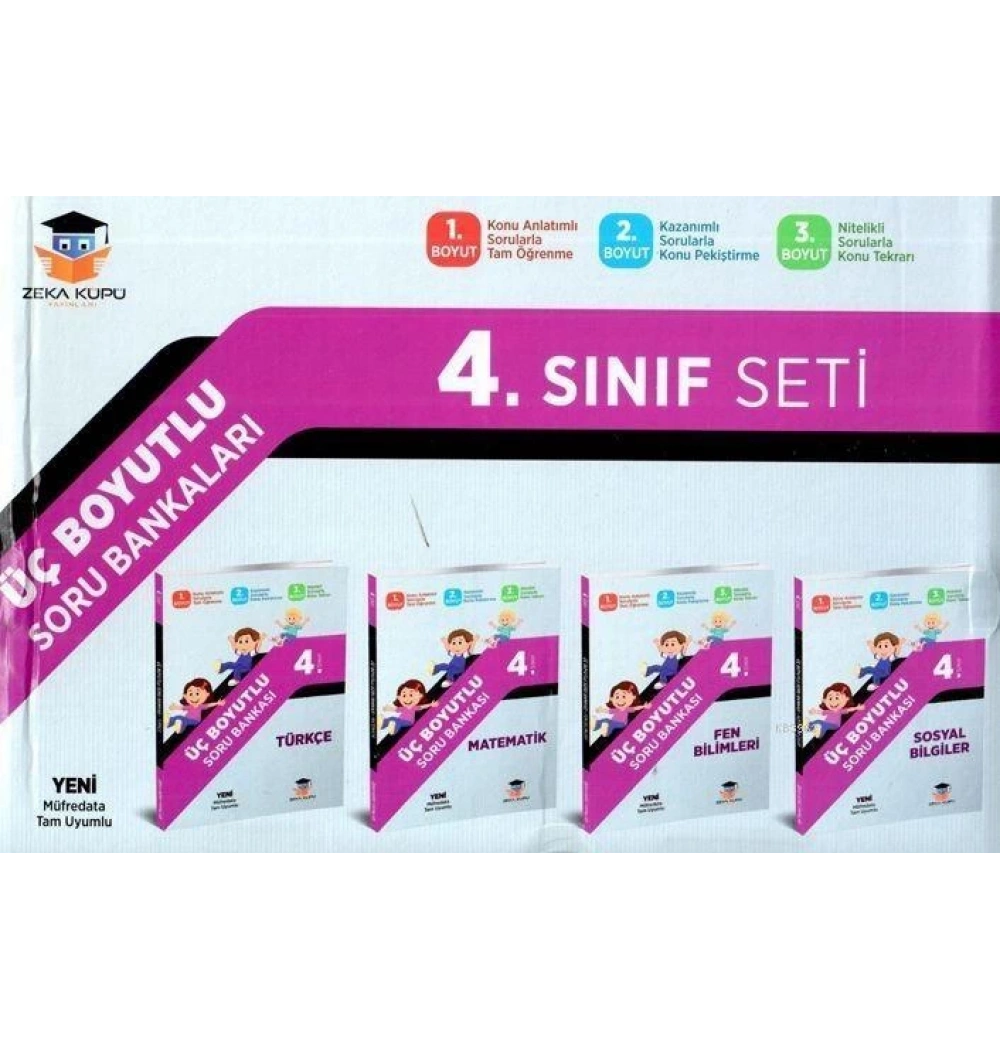 Zekaküpü 4.Sınıf 3 Boyutlu Soru Bankası Seti 4 Kitap