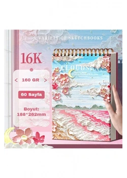 16k 160 gr Kalın Kağıt Daisy Temalı Spiral Sketchboo 60 Shf