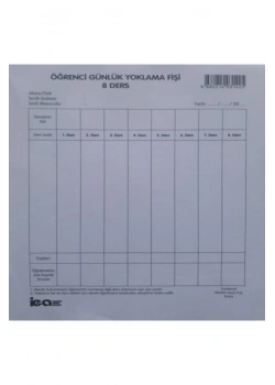 Öğrenci Günlük Yoklama Fişi 8 Ders İea