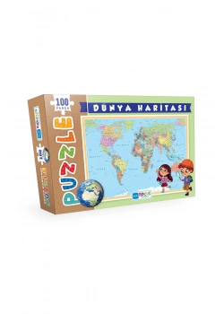Blue Focus 100 Parça  Kutulu Puzzle Dünya Haritası Mavi Lale
