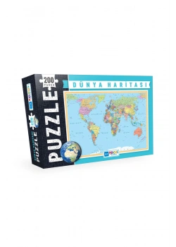 Blue Focus Kutulu 200 Parça Puzzle Dünya Haritası Mavi Lale