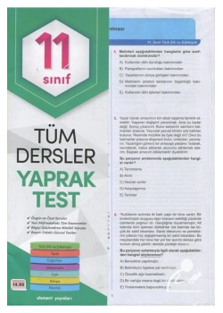 11.Sınıf Tüm Dersler Yaprak Test   Element
