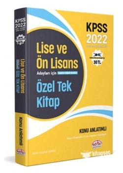 Editör 2022 Kpss Lise Önlisans Özel Tek Kitap