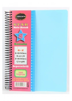 Defne Star 6+2 Ayraçlı 8 Konulu 200 Yaprak Defter Dfn-2237