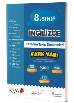 *Kampanya*  8.Sınıf İngilizce Kazanım Takip Denemeleri Koray Varol Akademi