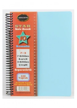 Defne Star 7+3 Ayraçlı 10 Konulu 250 Yaprak Defter Dfn-2268