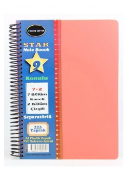 Defne Star 7+2 Ayraçlı 9 Konulu 225 Yaprak Defter Dfn-2251