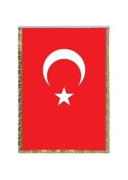 Vatan Makam Türk Bayrağı 100X150  Simli Telalı Vt219
