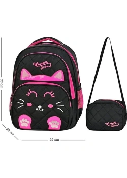 Nakışlı İlkokul Çantası Kedi 5011 Özkara Çanta