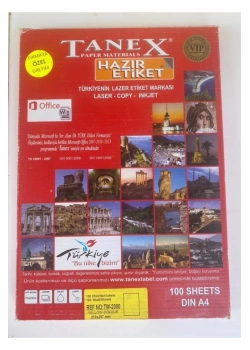 Tanex Tw-2000 210X297 Mm Sarı Lazer Etiket 100Lü