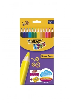 Bic Süpersoft Jumbo 12 Renk Kuru Boya Kalemtraş Hediyeli 933960