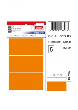 Tanex Ofc-124 Flo Turuncu Ofis Etiketi 5Li
